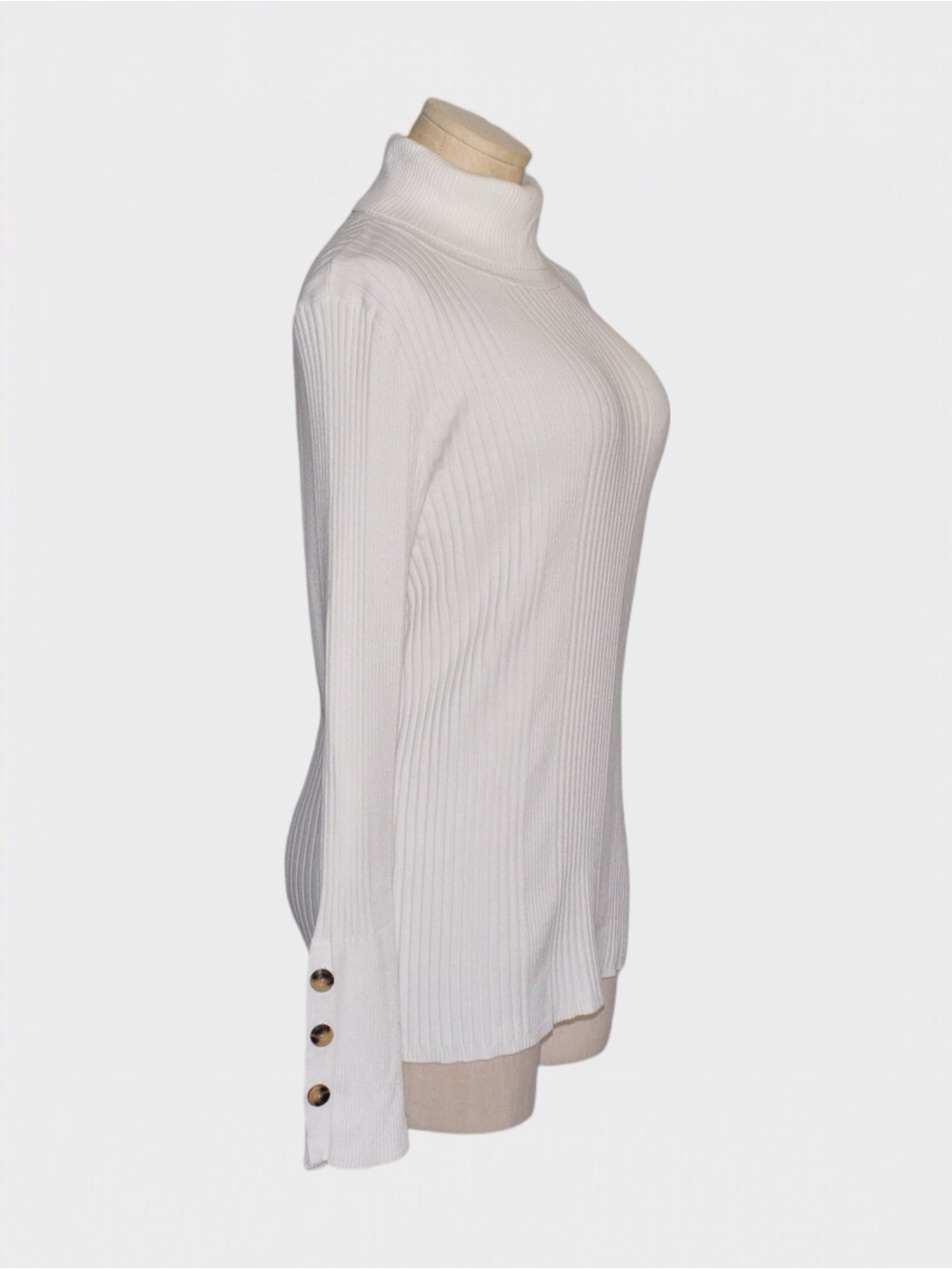 Anthropologie Ribbed Button Sleeve Turtleneck Sweater - Picture 2 of 5